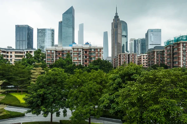 Guangzhou Cityscape Parque Público Business District View — Fotografia de Stock