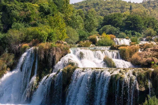 Krka River Park Falls Híres Vízesés Horvátországban Gyönyörű Nyári Úti — Stock Fotó