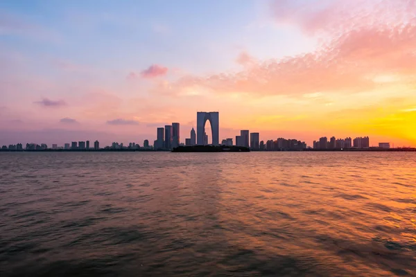 Floden Sunset Vid Porten Till Orienten Suzhou Kina — Stockfoto