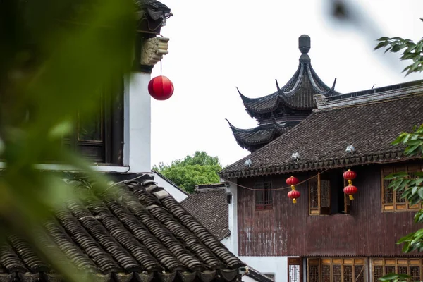 Arquitetura Tradicional Belas Paisagens Shan Tang Jie Suzhou China Junho — Fotografia de Stock