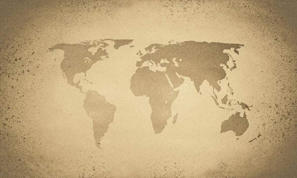 Retro Sepia Mapa Mundo Texturizado — Fotografia de Stock