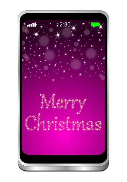 Smartphone Merry Christmas Purple Desktop Illustration — Stock Photo, Image