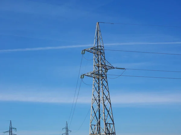 Una Torre Línea Transmisión Alta Tensión Energía Eléctrica — Foto de Stock