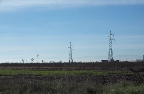 stock image an electric power high voltage transmission line tower