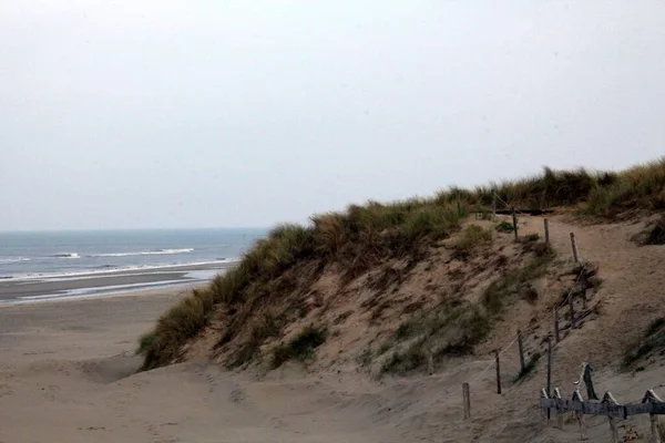 Duinen Noordzee Zand Golven Duingras Paden Wandelen Vloed Wind Storm — Stockfoto