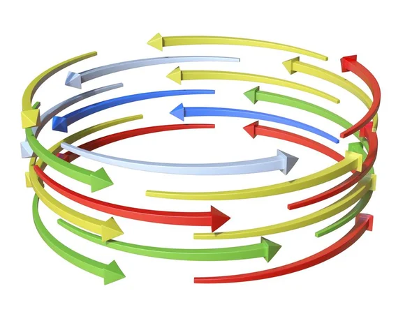 Diagramme Cylindre Flèches Colorées Illustration Rendu Isolée Sur Fond Blanc — Photo