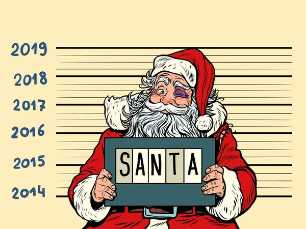 Bad Santa Claus Arrested 2019 Happy New Year Comic Cartoon — Stock Photo, Image