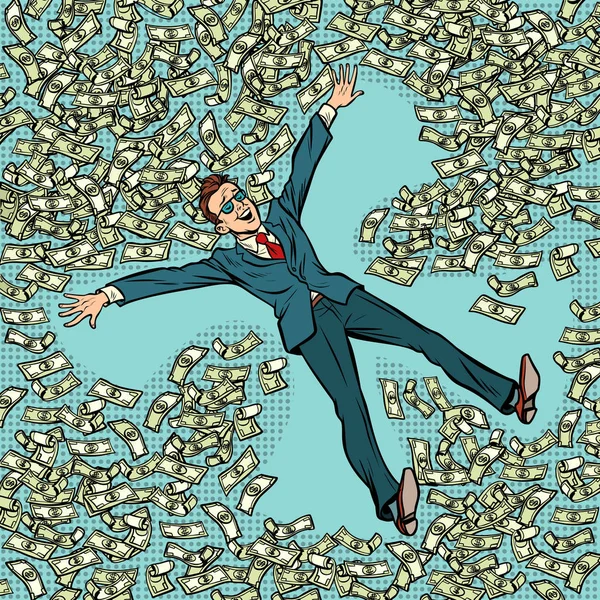 Hombre Negocios Haciendo Dinero Ángel Nieve Mucho Dibujos Animados Cómics — Foto de Stock