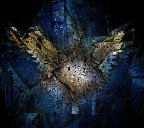 Surrealism Angel Wings Image Composed Entirely Words Text — Stock Photo, Image