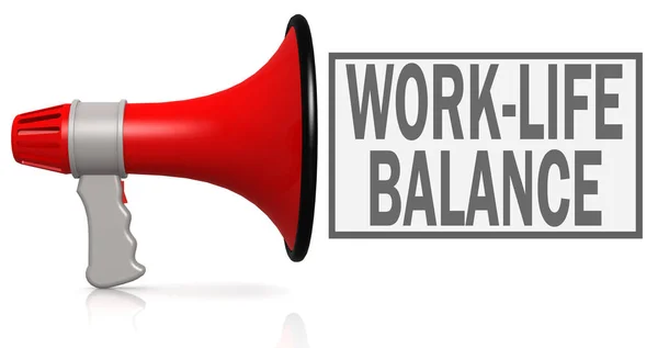 Work Life Balance Woord Met Rode Megafoon Geïsoleerd Wit Rendering — Stockfoto