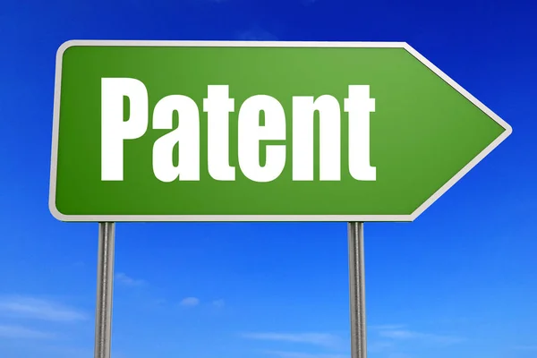 Palavra Patente Sinal Verde Estrada Renderização — Fotografia de Stock