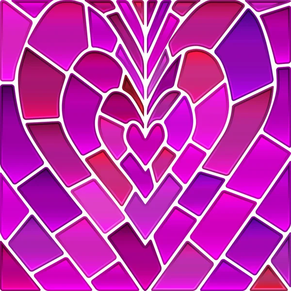 Vector Abstracto Manchado Vidrio Mosaico Fondo Corazón Púrpura — Foto de Stock