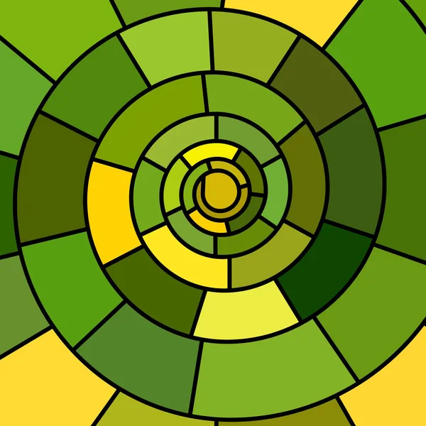 Vetor Abstrato Fundo Mosaico Vidro Manchado Espiral Verde Amarelo — Fotografia de Stock
