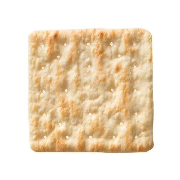 Quadratischer Soda Cracker Isoliert Auf Weißem Hintergrund — Stockfoto