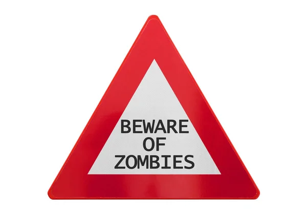 Traffic Sign Isolated Beware Zombies White — Stock Photo, Image