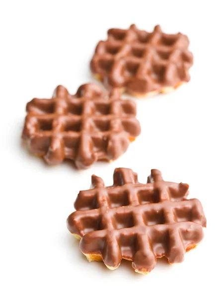 Waffeln Mit Schokoladenbelag Isoliert Auf Weißem Hintergrund — Stockfoto