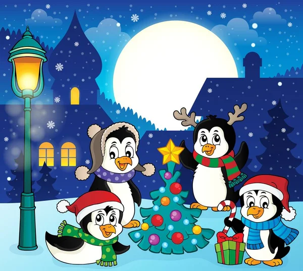 Christmas Penguins Thematic Image Picture Illustration — Stock Photo, Image