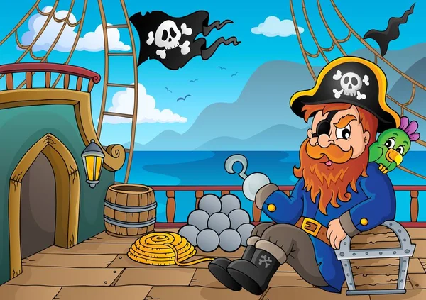 Temáticas Cubierta Barco Pirata Ilustración Imagen — Foto de Stock