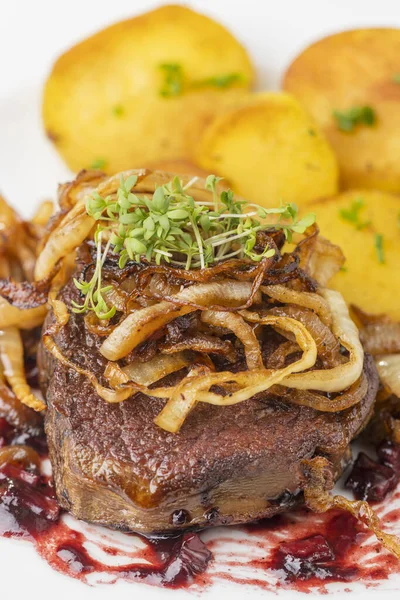 Zwiebelrostbraten Německý Steak Cibulí — Stock fotografie