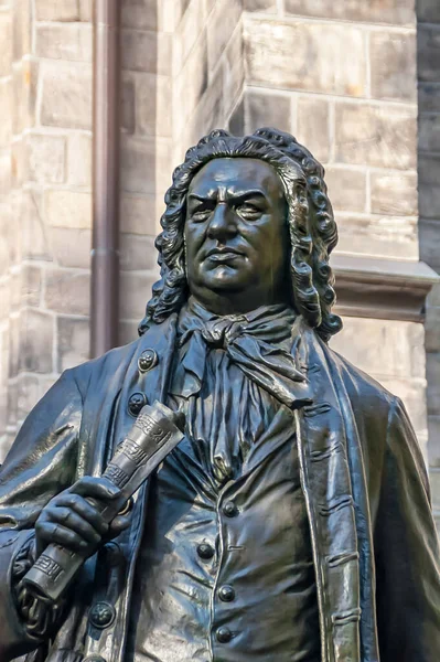 Pomnik Jana Sebastiana Bacha Przed Thomaskirche Lipsku — Zdjęcie stockowe