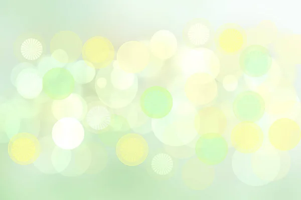 白と黄色のボケ円で抽象的なぼやけた光グリーン パステル背景テクスチャ — ストック写真