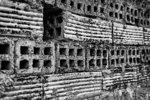 Старая Сломанная Стена Глиняных Кирпичей Текстурированные Детали Заднего Плана Пренебрежение — стоковое фото