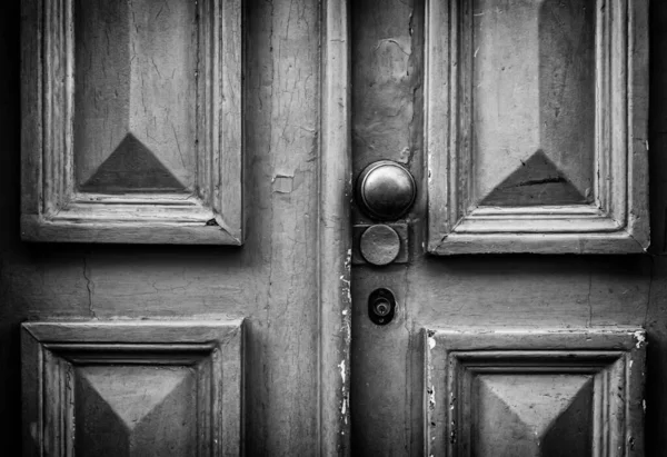 Старая Украшенная Дверь Синем Деталь Городского Декора Защита — стоковое фото