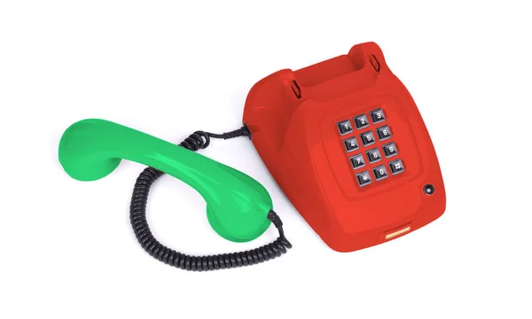 Beyaz Arkaplanı Olan Çok Renkli Eski Bir Telefon — Stok fotoğraf