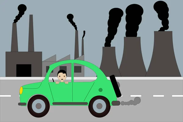 世界中の自動車や工場の汚染は — ストック写真