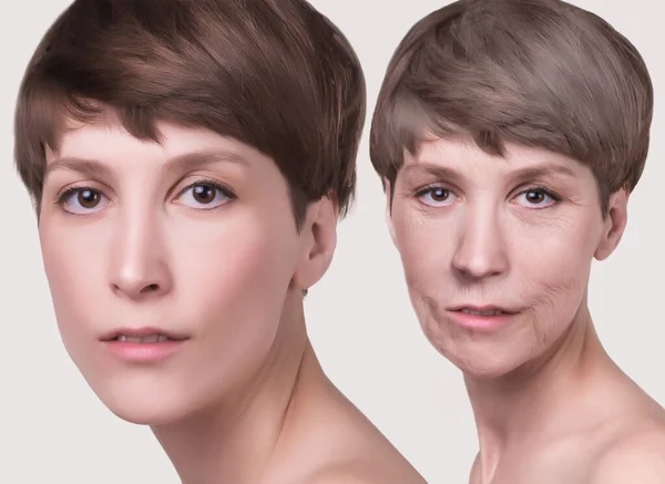 Aging Zabiegi Kosmetyczne Starzenie Się Młodzież Podnoszenie Pielęgnacja Skóry Koncepcja — Zdjęcie stockowe