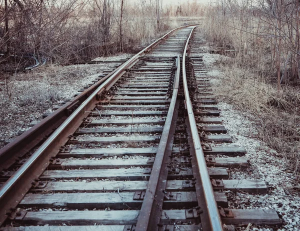 Carriles Tren Vacíos Tierra — Foto de Stock