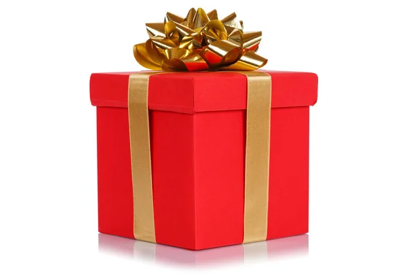 Подарочный Подарок Рождественская Свадьба Желание Красную Коробку Изолированы Белом Фоне — стоковое фото