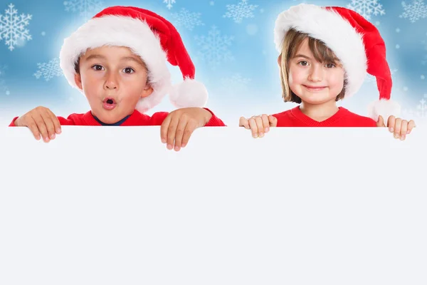 Boże Narodzenie Dzieci Dzieci Karty Santa Claus Pusty Transparent Tło — Zdjęcie stockowe