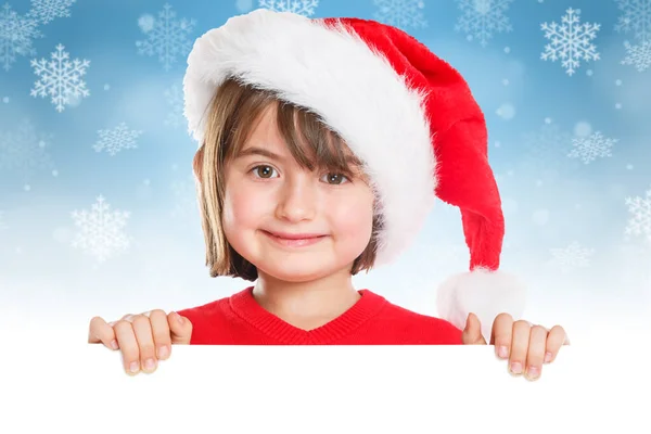 Christmas Child Kid Girl Santa Claus Empty Banner Copyspace Copy — Stock Photo, Image