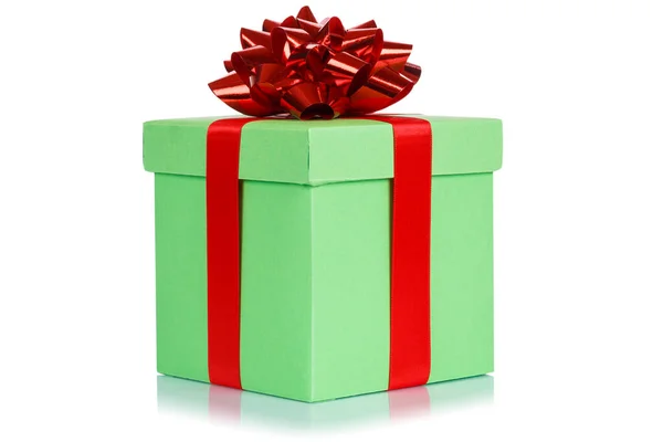Подарочный Подарок Рождественская Свадьба Желание Светло Зеленый Ящик Изолирован Белом — стоковое фото