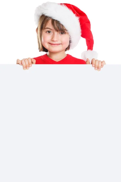 Niño Niña Navidad Santa Claus Banner Vacío Retrato Formato Copyspace — Foto de Stock