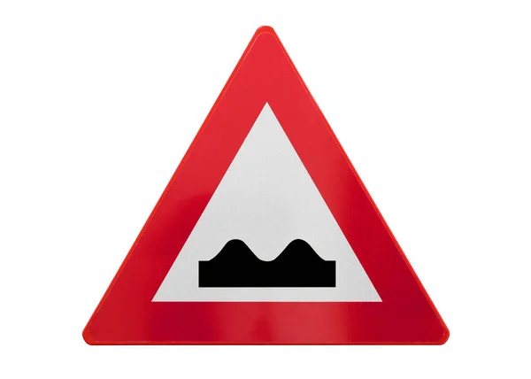Traffic Sign Isolated Bumpy Road Ahead Isolated White — Stock Photo, Image