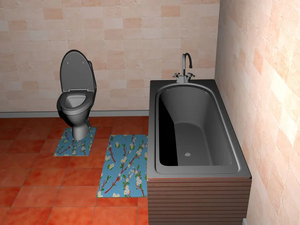浴室配有浴缸和卫生间 — 图库照片