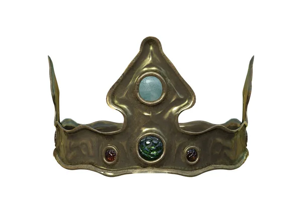 Representación Una Corona Medieval Aislada Sobre Fondo Blanco — Foto de Stock