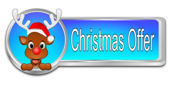 Botón Azul Oferta Navidad Ilustración — Foto de Stock