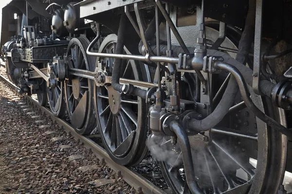 Steam Locomotive Working Machinery Closeup — Stock Photo, Image