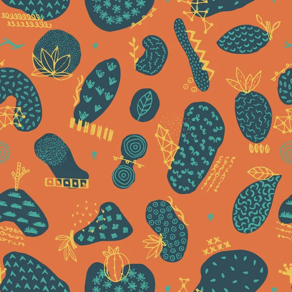 Vector Seamless Pattern Hand Drawn Abstract Shapes Spotted Textured Figures — ストック写真