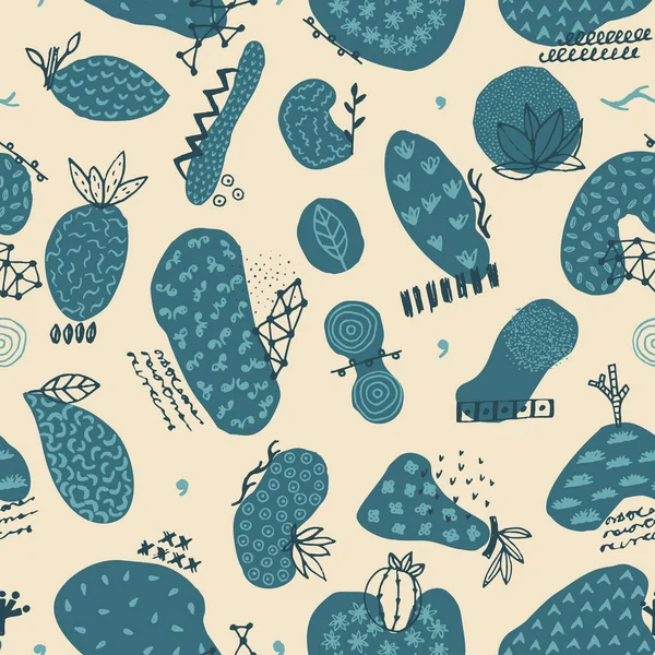 Vector Seamless Pattern Hand Drawn Abstract Shapes Spotted Textured Figures — Stockfoto