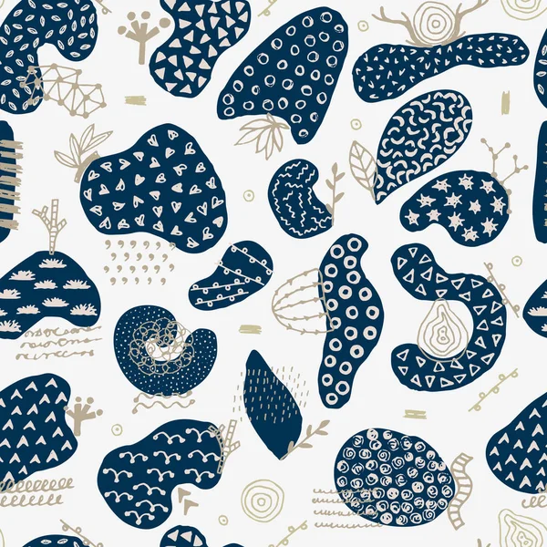 Vector Seamless Pattern Hand Drawn Abstract Shapes Spotted Textured Figures — Stockfoto
