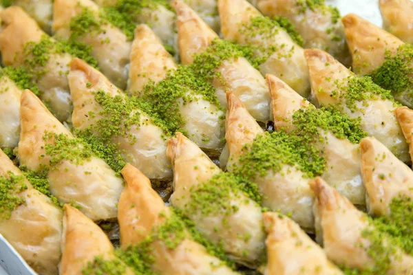 Leckere Türkische Baklava Essen Hintergrund — Stockfoto