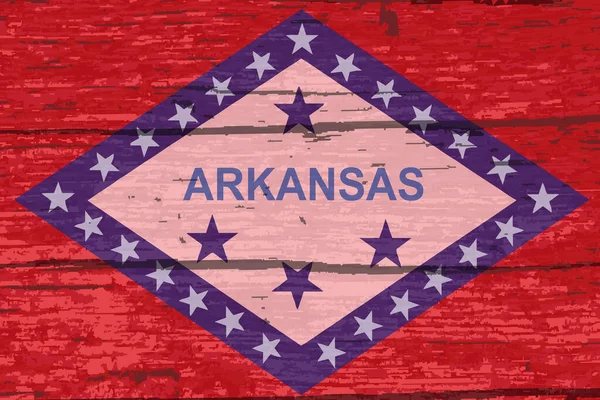 美国阿肯色州的国旗涂在木材底座上 — 图库照片