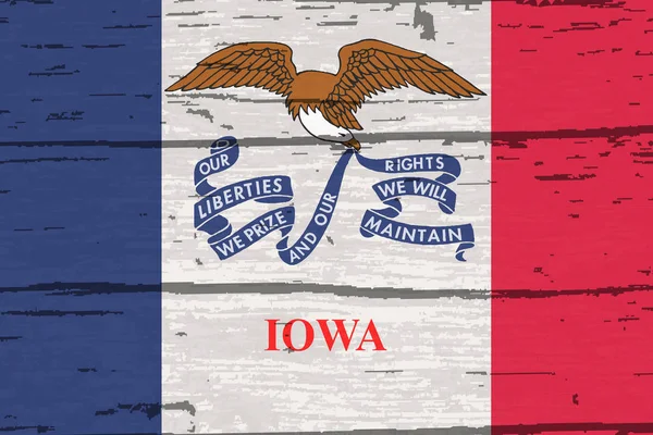 Vlajka Státu Usa Iowa Dřevěném Pozadí — Stock fotografie