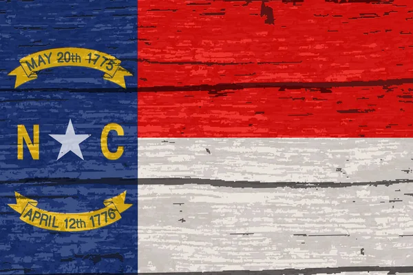 美国北卡罗莱纳州在木制背景上的国旗 — 图库照片