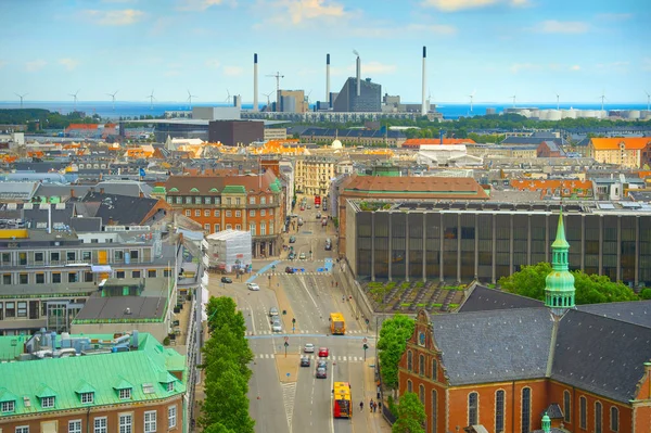 Aerial Skyline Copenhagen Industrial Factory Background Denmark — Stock Photo, Image