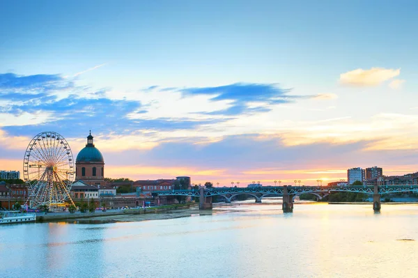 Repères Toulousains Sur Rive Garone Coucher Soleil France — Photo